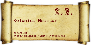 Kolonics Nesztor névjegykártya